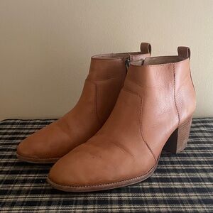 MADEWELL Brenner Size 10 Side Zip Ankle Booties Brown Leather Block Heel   #492